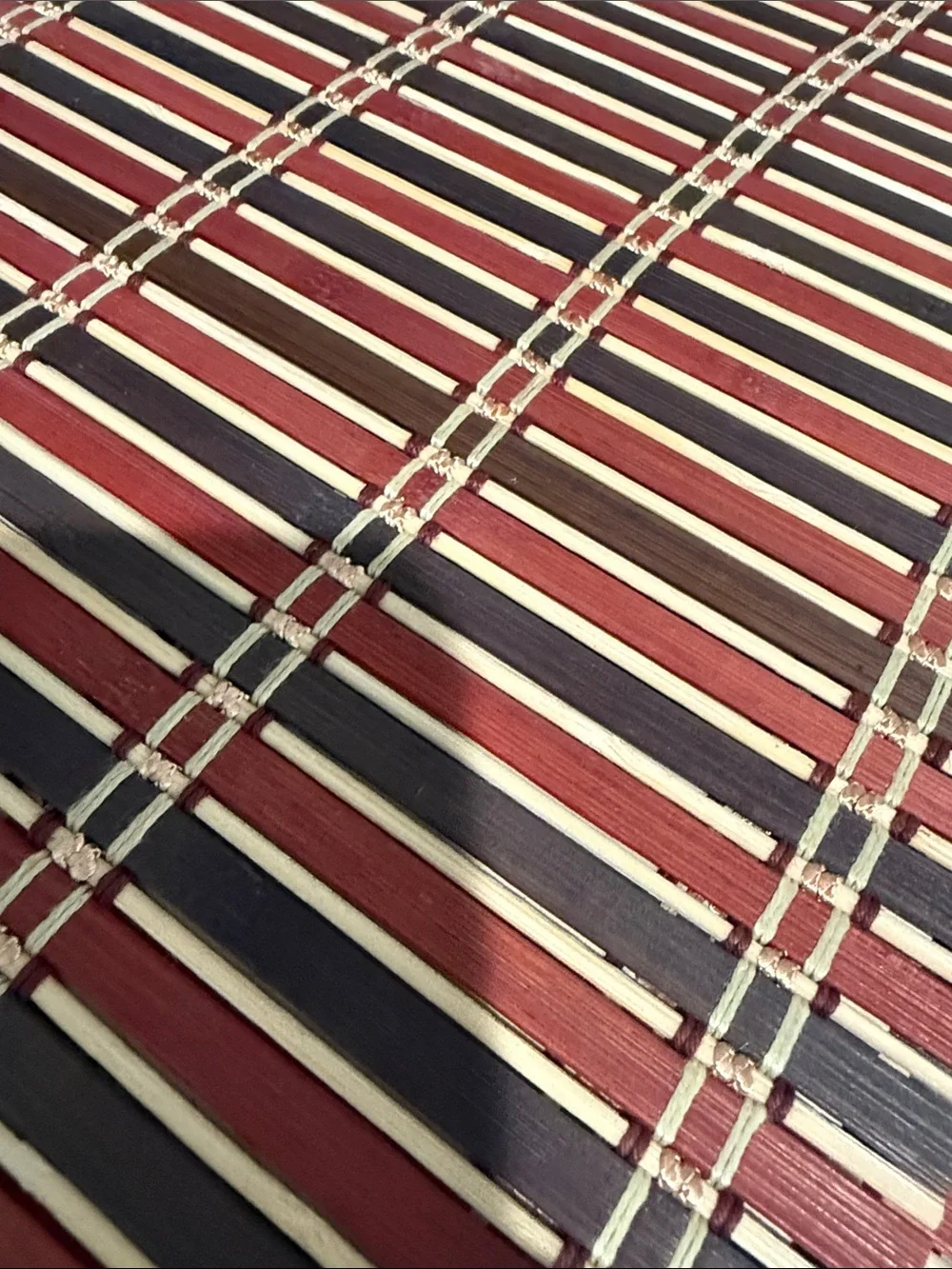 6 Multicolor Bamboo Striped Placemats - Red and Brown Home Accents
